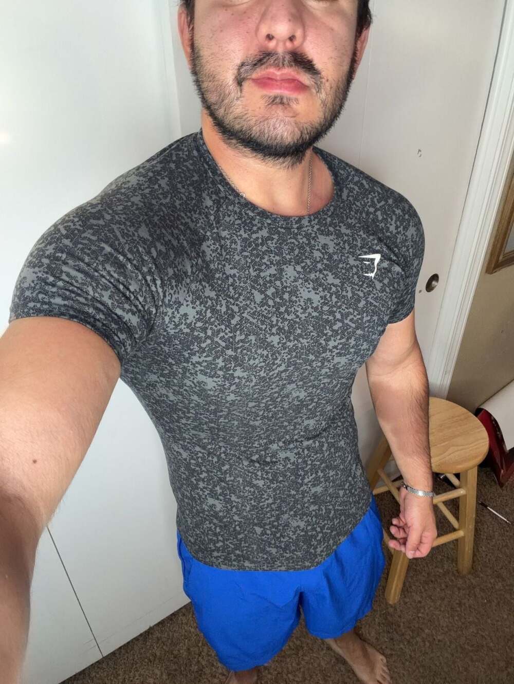 Gymshark Men's Size M Grey Camo Print Short Sleeve Performance T-Shirt